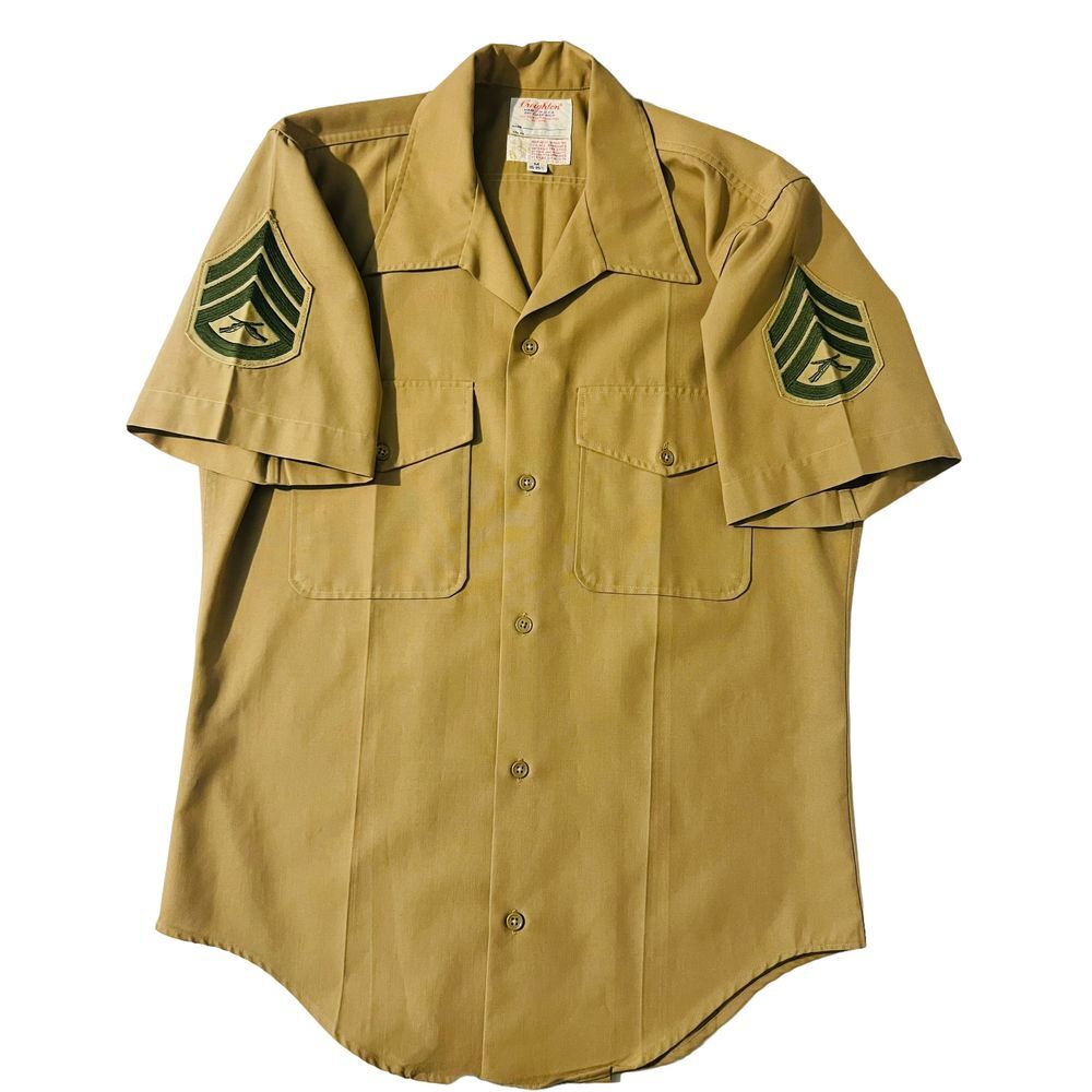 Vintage Creighton Made In USA U.S.M.C. Military Short‎ Sleeve Shirt Size M